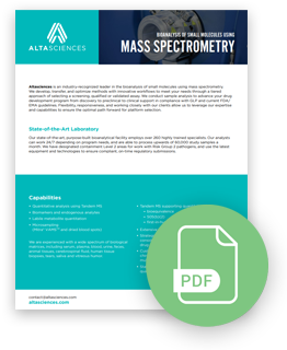 Fact sheet on bioanalysis of small molecules using mass spectrometry.