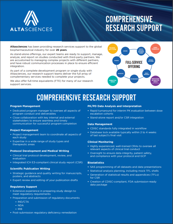 Fact sheet on comprehensive research support.