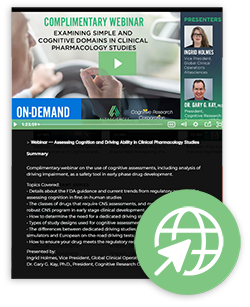 Webinar on examining simple and cognitive domains in clinical pharmacology studies.