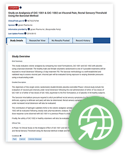 Case study on analgesia on visceral pain, rectal sensory threshold using the barostat method.