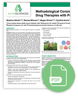 A scientific poster on Methodological considerations for the human abuse potential evaluation of emerging drug therapies with psychedelic properties.