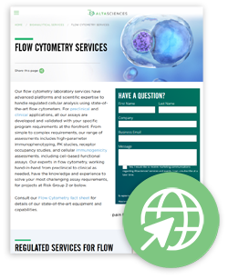 A webpage about flow cytometry services